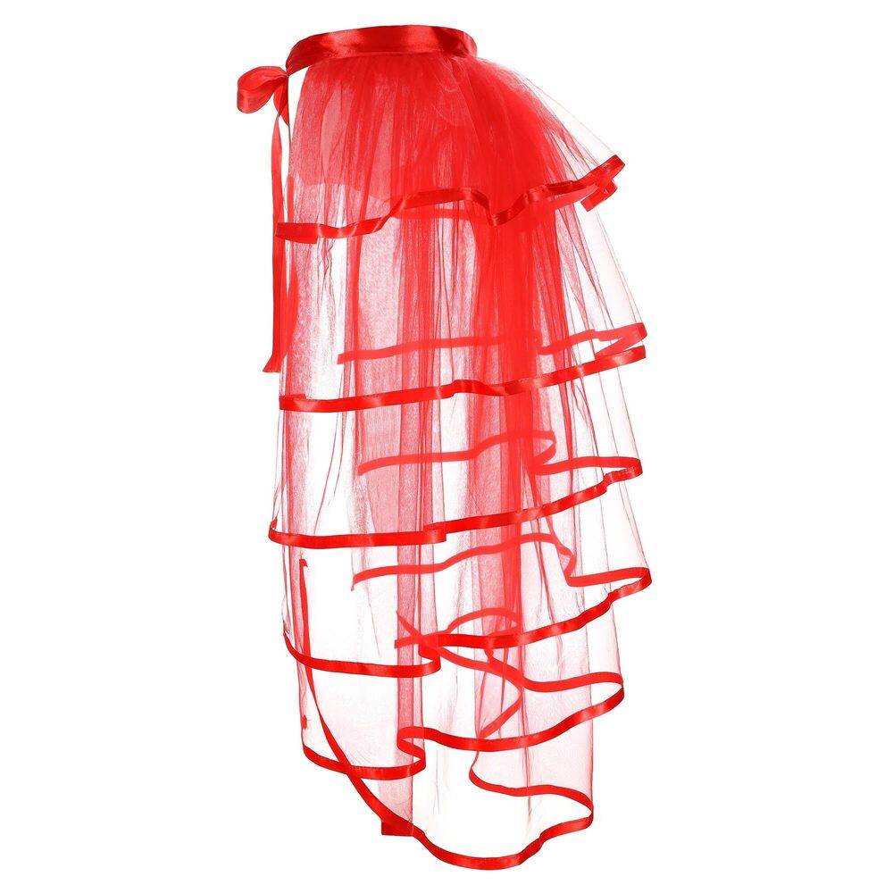 4828 Red Tutu Tulle Skirt Tie on Bustle Skirt Halloween Costume Showgirl